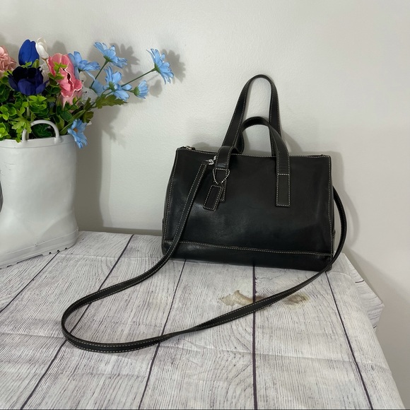 COACH Satchel Crossbody Doctor Satchel Bag Black Leather - Picture 2 of 11